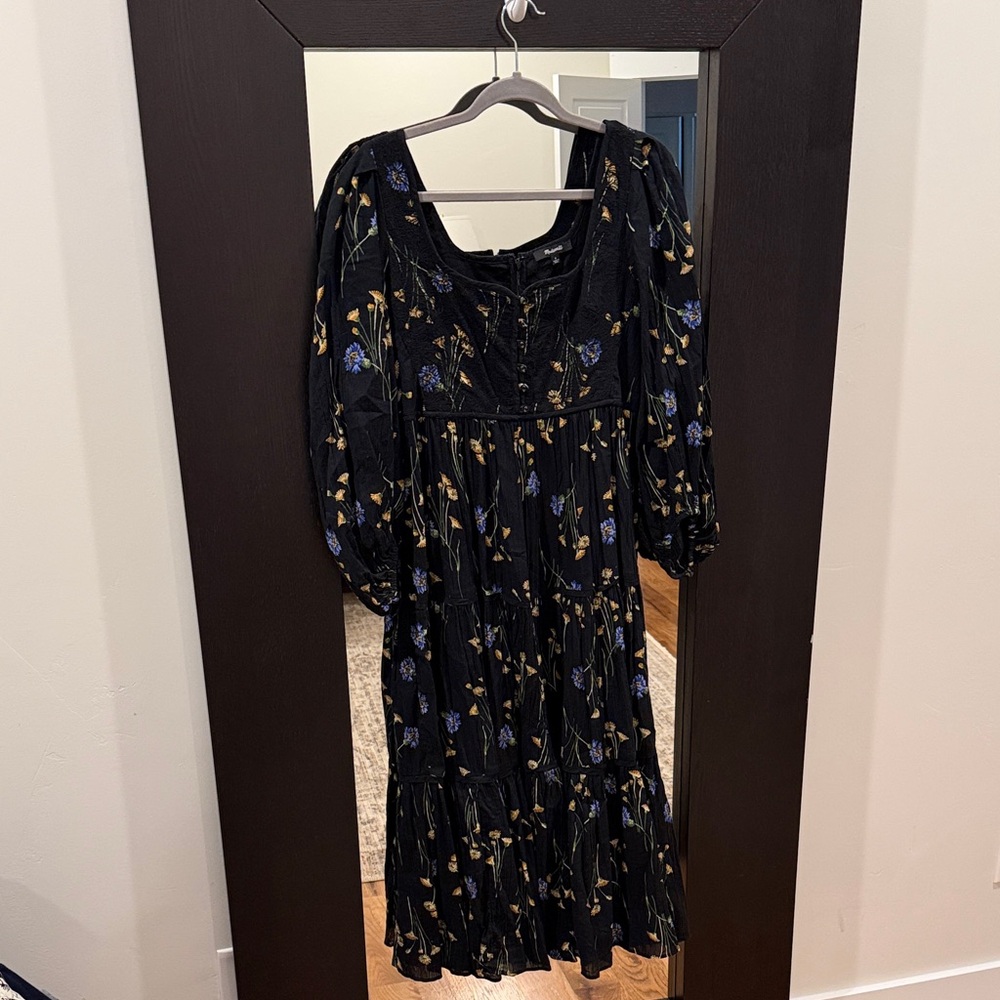 Madewell Floral Black Dress